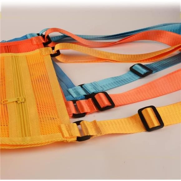 Mesh Bag for Holding Beach Shell,Toys (Blue&Yellow&Orange 3pack)Shell Collecting - Picture 3 of 6